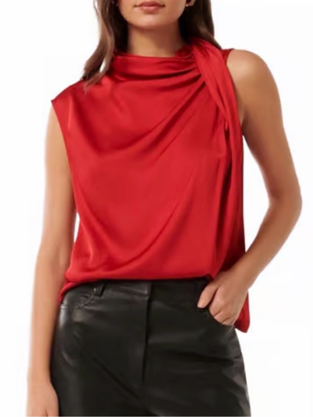 Ever New Sleeveless Draped Neck Top Red
